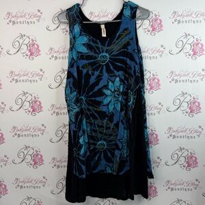 Serendipity Maui Hawaii dress Stylish Floral Sleeveless Top in Blue and Black